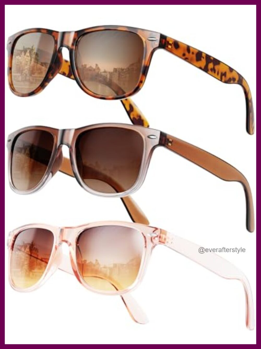 Polarized Sunglasses 3-Pack UV400 Square Full Frame Lightweight Anti-Glare